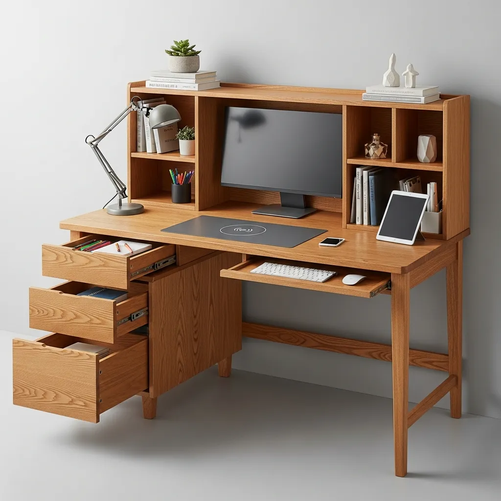 Specialdesignet skrivebord med indbyggede opbevaringsløsninger